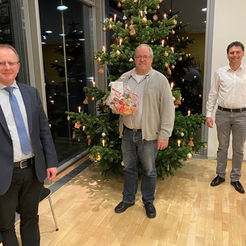 Das Bild zeigt v.l. Vorsitzenden Stefan Münch, Klärwärter Dieter Hornfeck und Geschäftsleiter Daniel Hohberger. (Aufnahmezeitpunkt November 2020)