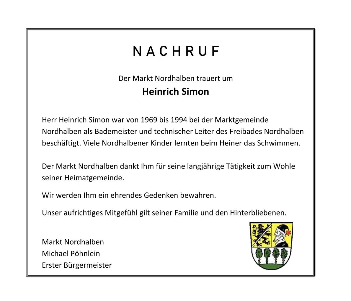 Nachruf Heinrich Simon