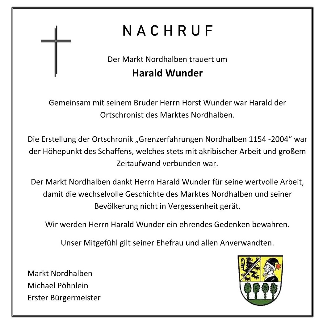 Nachruf Harald Wunder