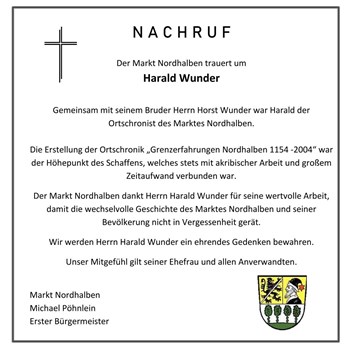 Nachruf Harald Wunder